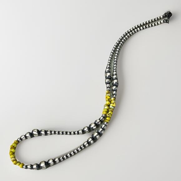 Sterling Silver NAVAJO PEARL & Palomino Turquoise Beaded 17” Necklace .925 NEW - Picture 4 of 13